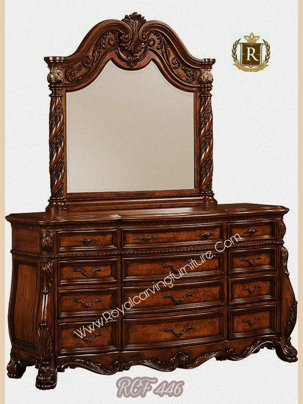 Stylish Teak Wood Revolving Mirror Dressing Table - Compact & Sleek Design